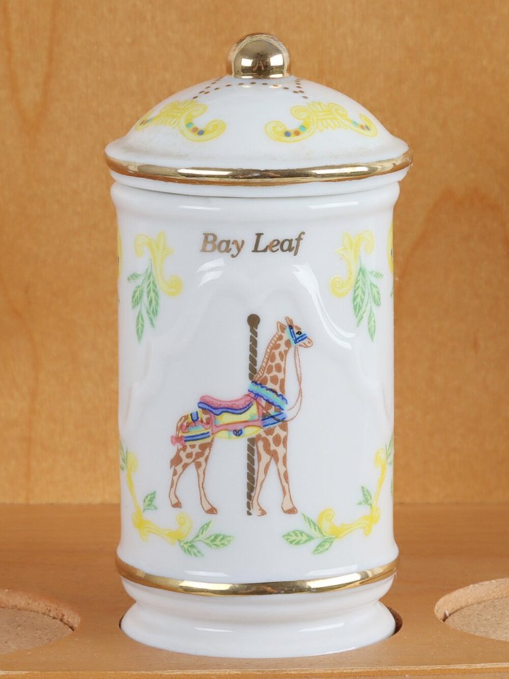 Vintage LENOX Bay Leaf Spice Jar & Lid - The Spice Carousel Collection